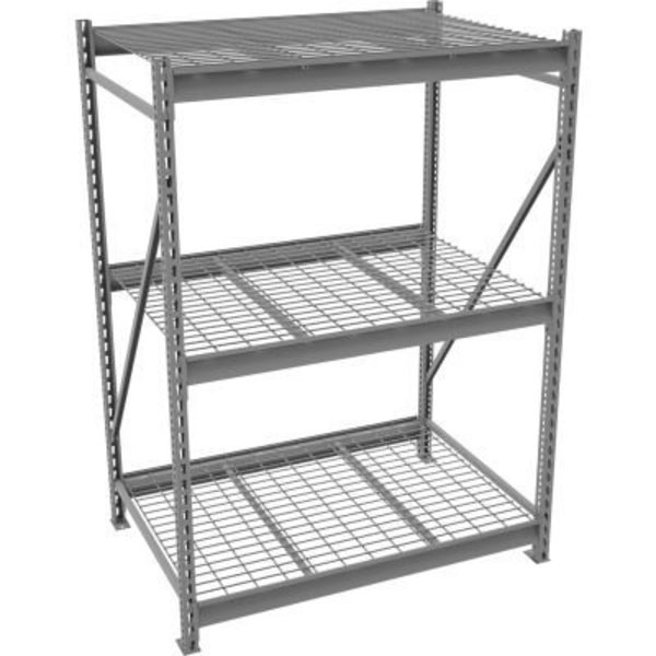 Tennsco Tennsco Bulk Storage Rack - 48"W x 36"D x 96"H - Starter - 3 Shelf Levels - Wire Deck - Medium Gray BU-483696WS-MGY